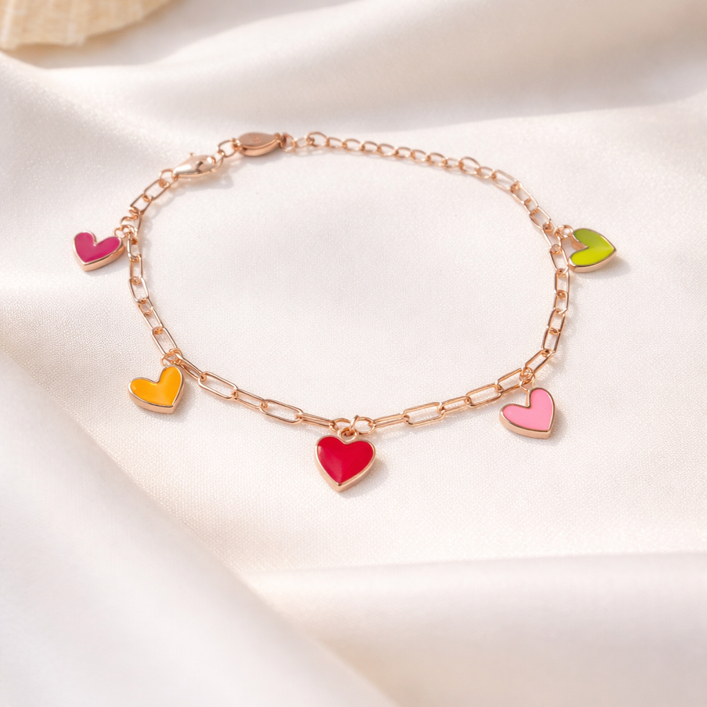 Candy Hearts 925 Sterling Silver Bracelet(Adjustable)