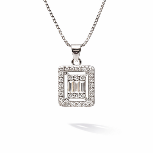 Prism Square 925 Sterling Silver Necklace