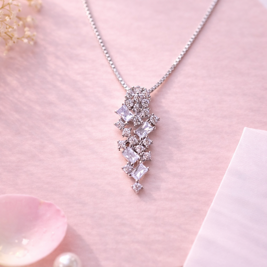 Crystal Cascade 925 Sterling Silver Necklace