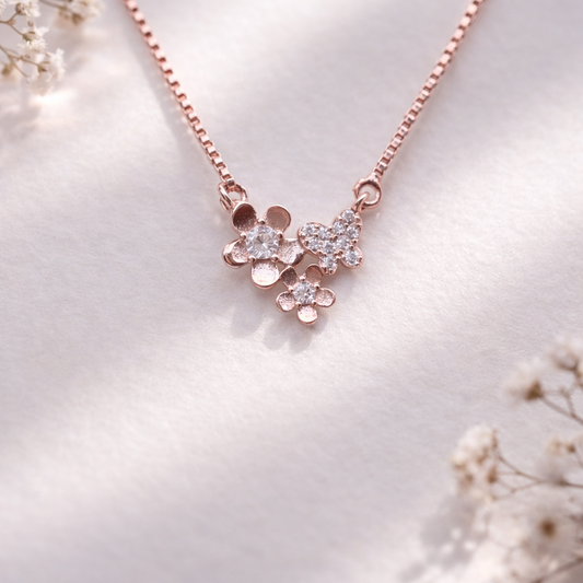 Blush Petals 925 Sterling Silver Necklace