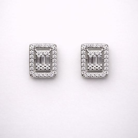 Regal Frame Silver Earring