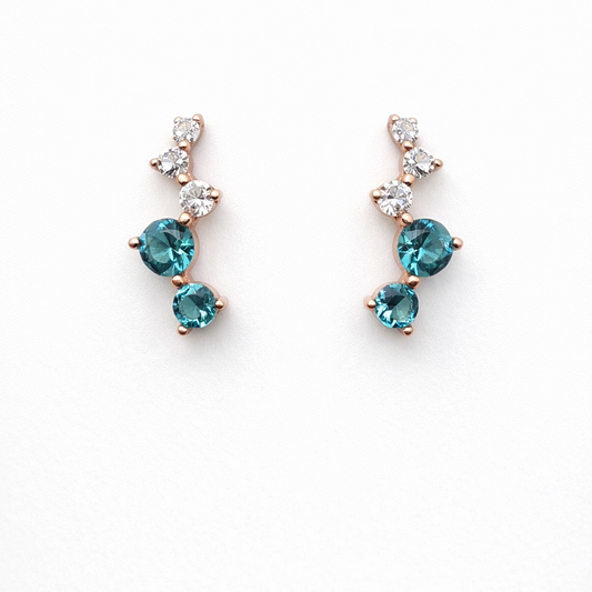 Aqua Trial Rose 925 Sterling Silver Earrings