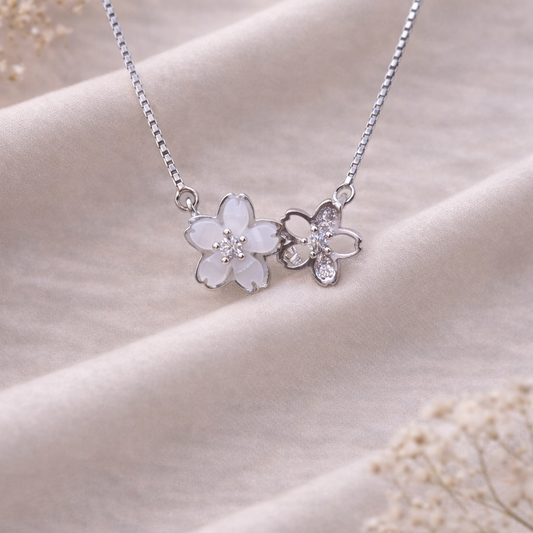 Twin Bloom 925 Sterling Silver Necklace