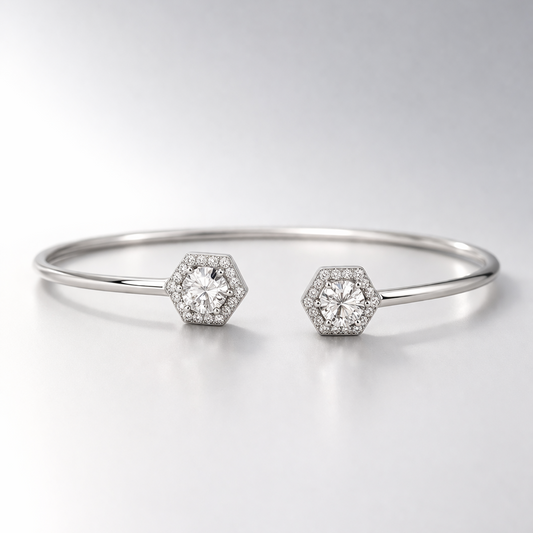 Hex Duo Cuff 925 Sterling Silver Bracelet