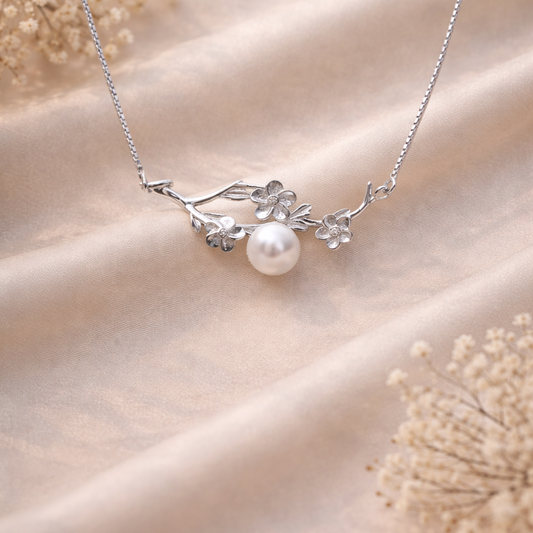 Sakura Pearl Vine 925 Sterling Silver Necklcae