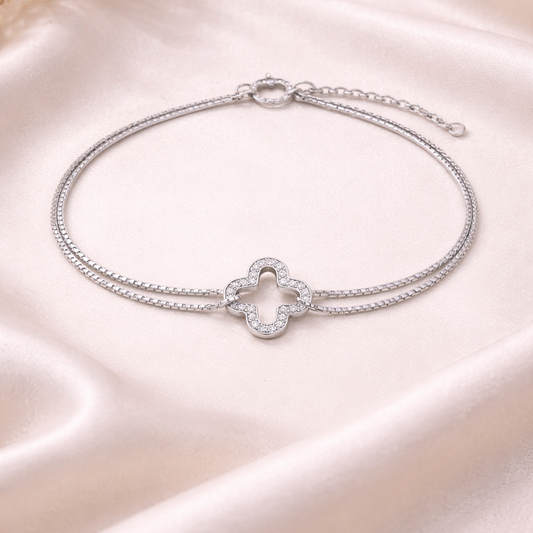 Quadra Shine 925 Sterling Silver Bracelet(Adjustable)