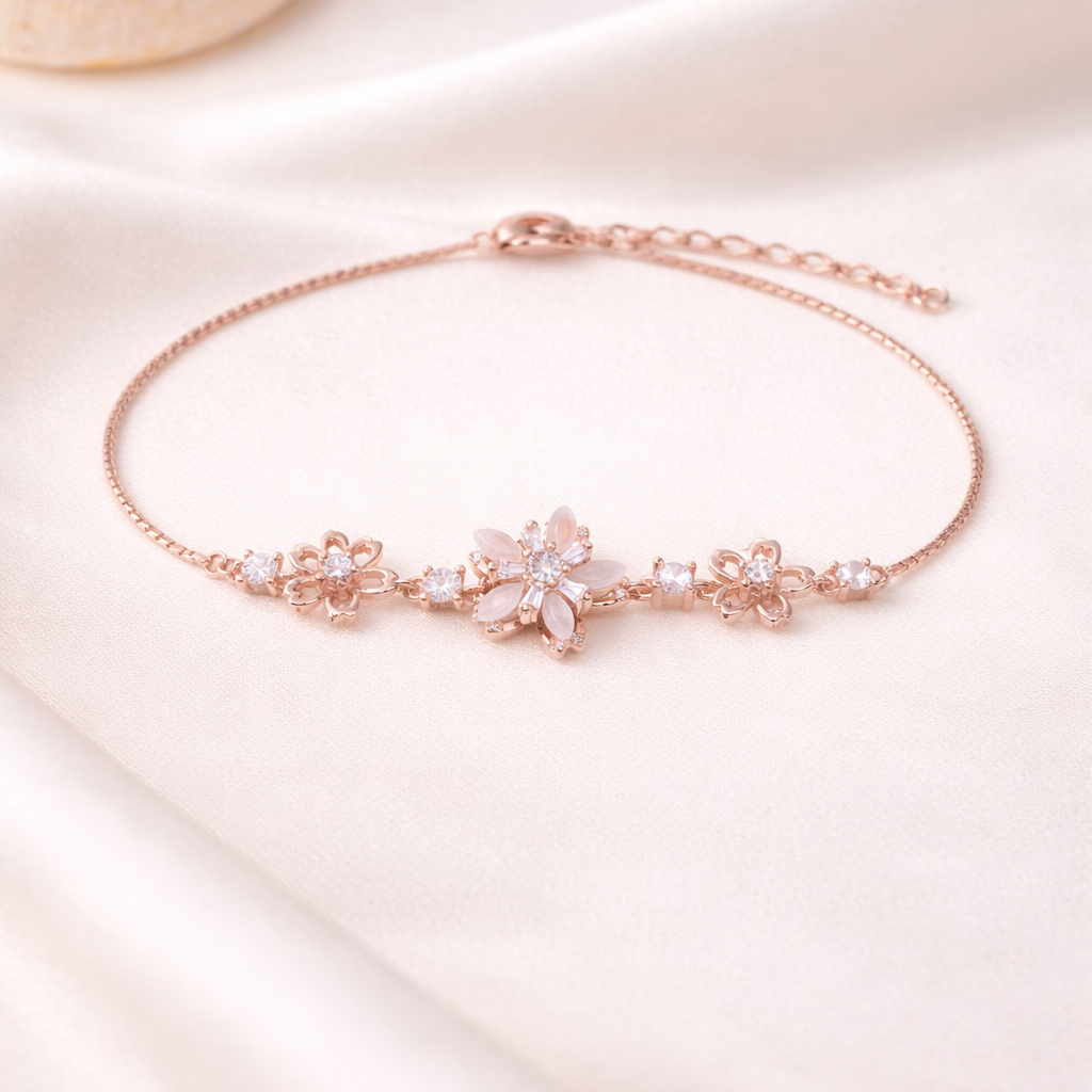 Rosé Garden 925 Sterling Silver Bracelet(Adjustable)