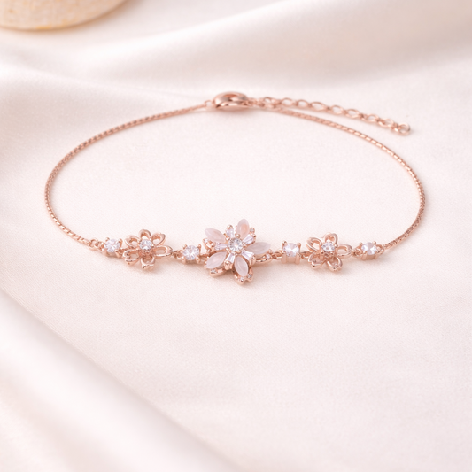 Rosé Garden 925 Sterling Silver Bracelet(Adjustable)