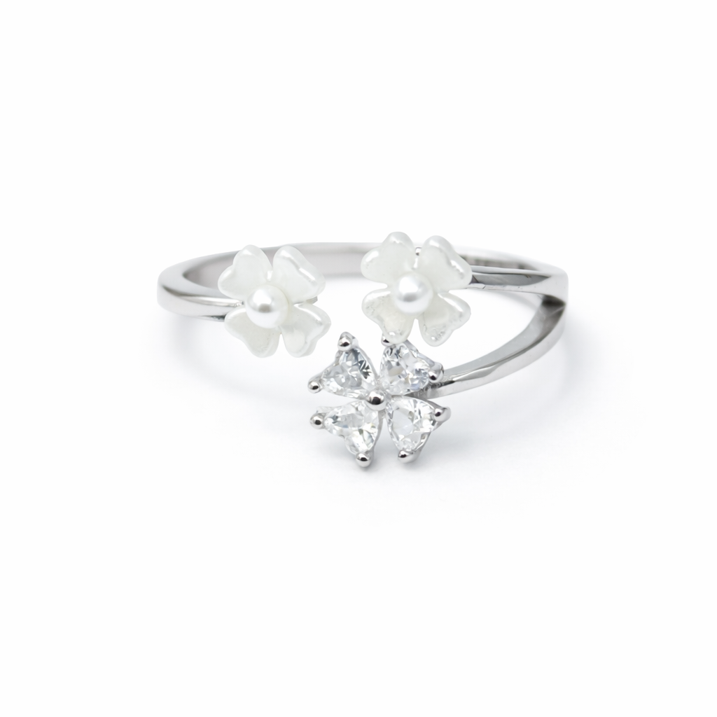 Pearl Petals 925 Sterling Silver Ring (Adjustable)
