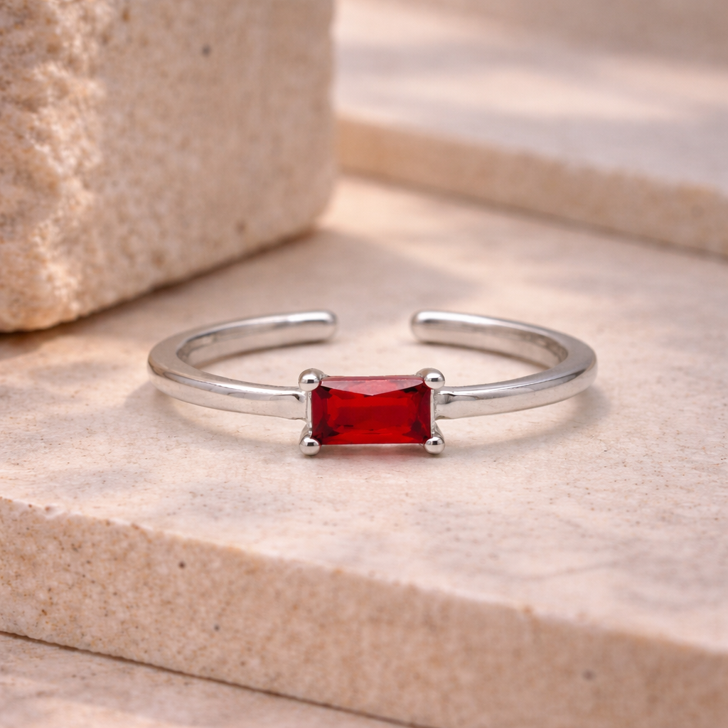Scarlet Edge 925 Sterling Silver Ring(Adjustable Ring)