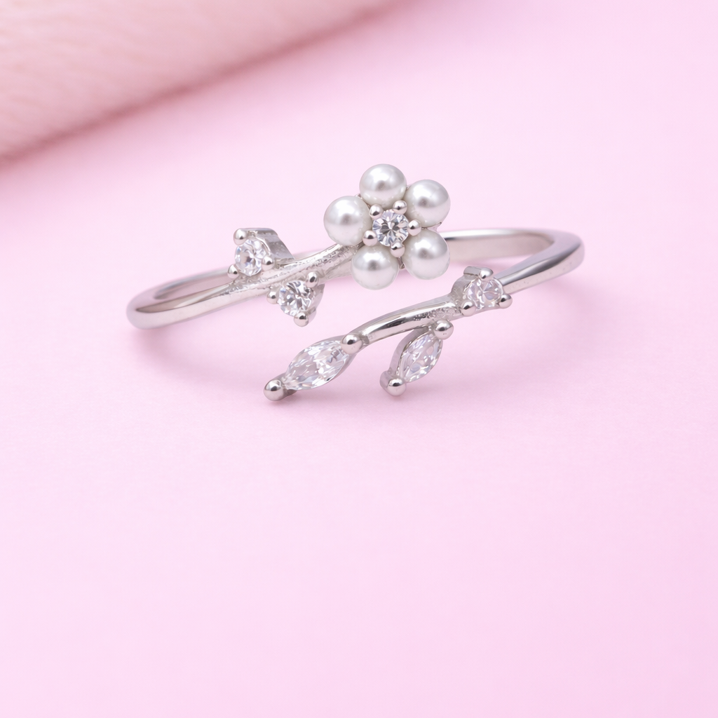 Moonlight Bloom 925 Sterling Silver Ring(Adjustable)