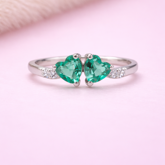 Twin Hearts 925 Sterling Silver Ring