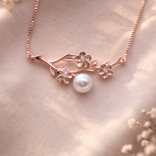 Sakura Pearl Vine Rose Gold Necklace