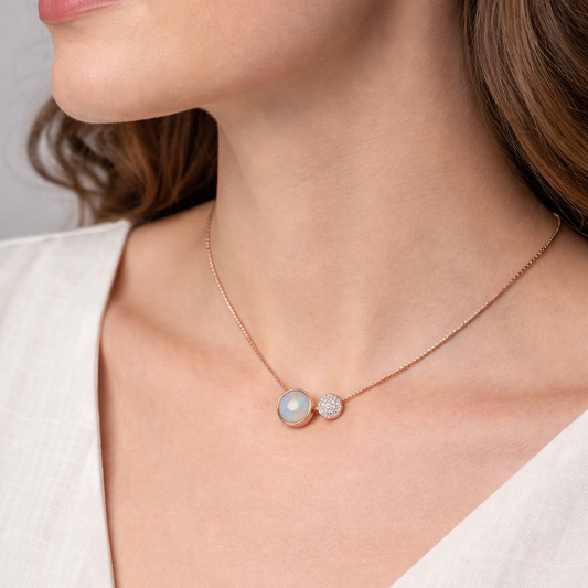 Luna Duo Charm 925 Sterling Silver Necklace