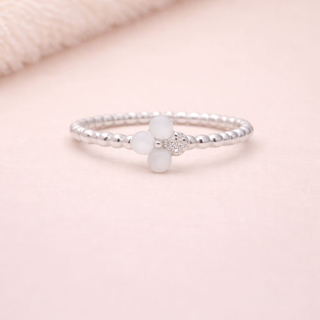 Opalite Clover 925 Sterling Silver Ring