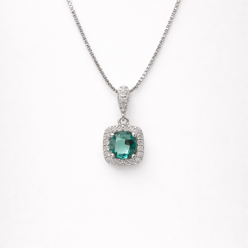 Teal Radiance 925 Sterling Silver Necklace
