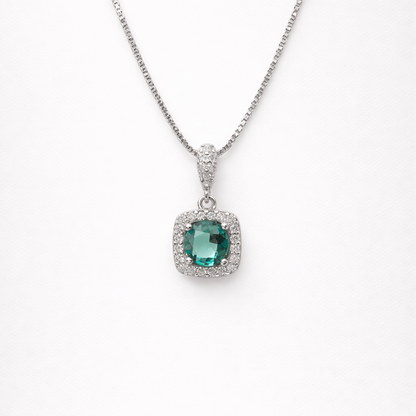 Teal Radiance 925 Sterling Silver Necklace