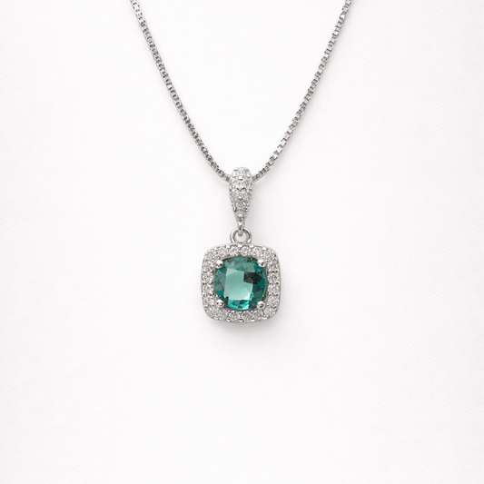 Teal Radiance 925 Sterling Silver Necklace