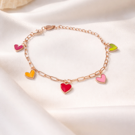 Candy Hearts 925 Sterling Silver Bracelet(Adjustable)