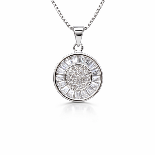 Radiant Disc 925 Sterling Silver Necklace