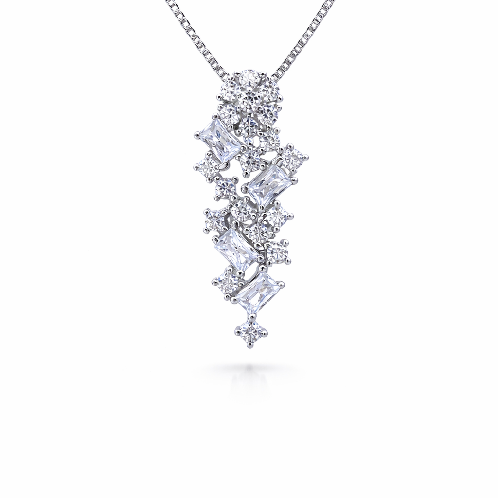 Crystal Cascade 925 Sterling Silver Necklace