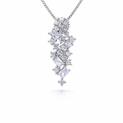 Crystal Cascade 925 Sterling Silver Necklace