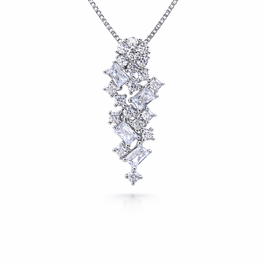 Crystal Cascade 925 Sterling Silver Necklace