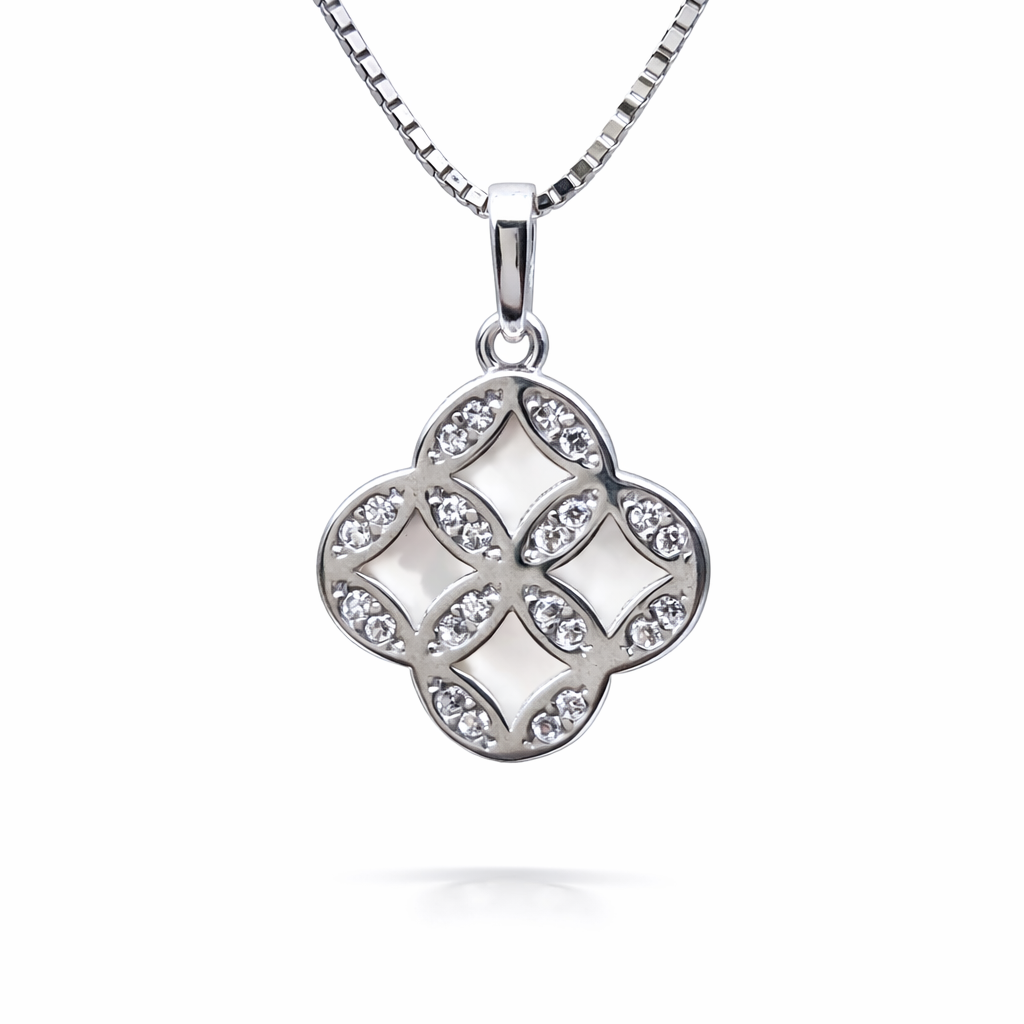 Lattice Charm 925 Sterling Silver Necklace