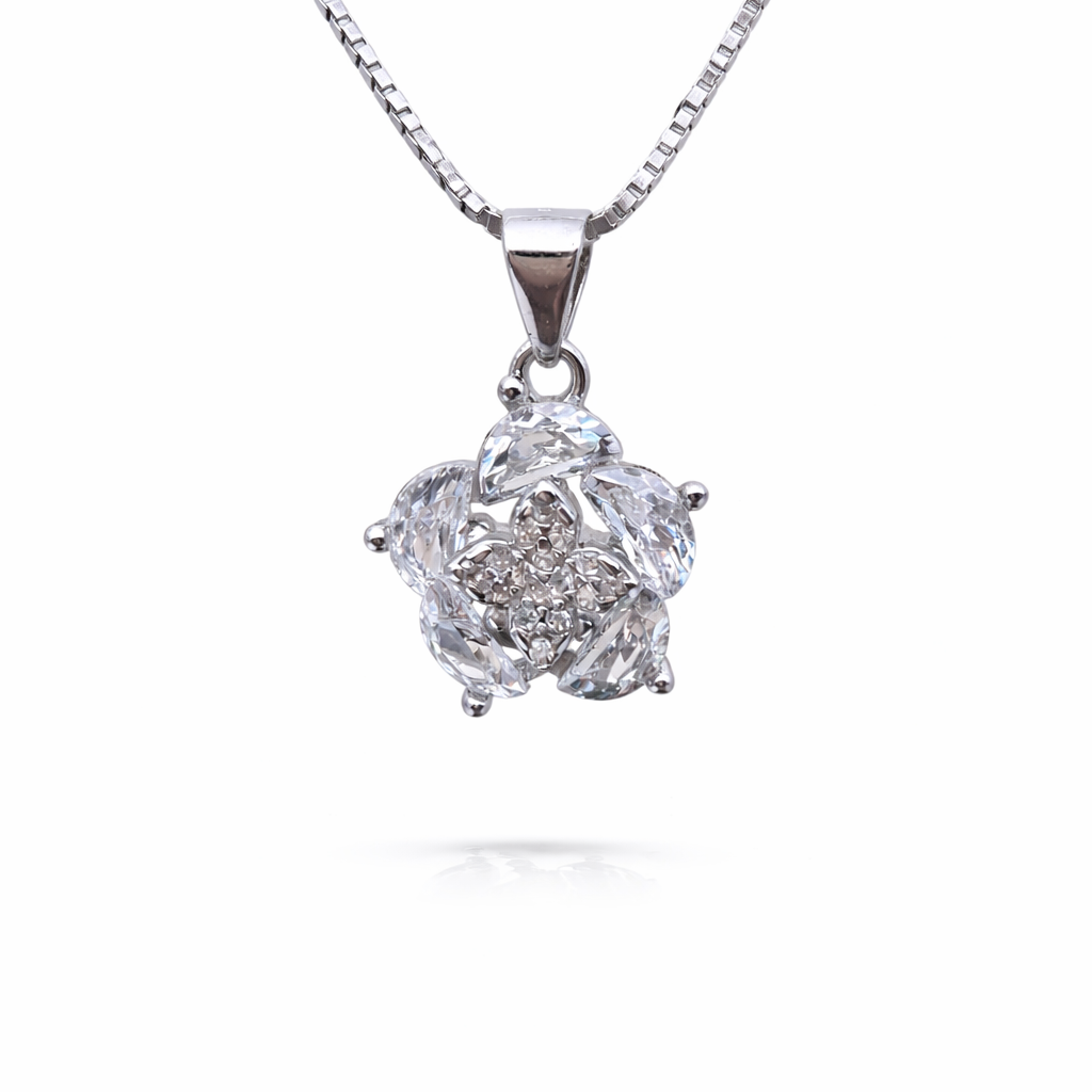 Crystal Bloom 925 Sterling Silver Necklace
