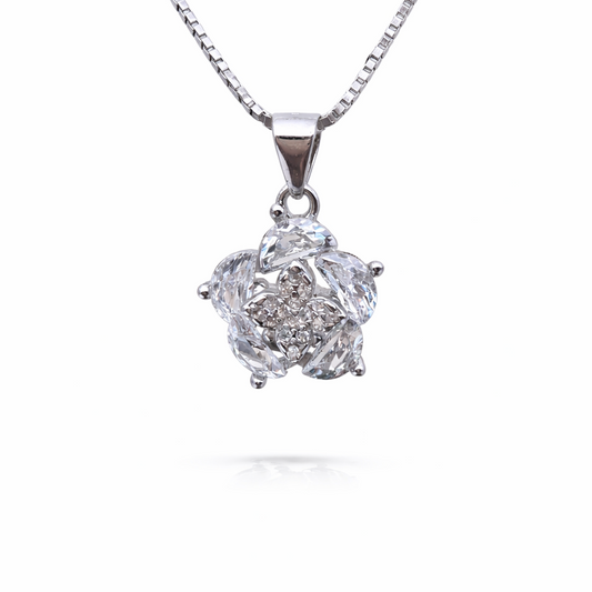 Crystal Bloom 925 Sterling Silver Necklace