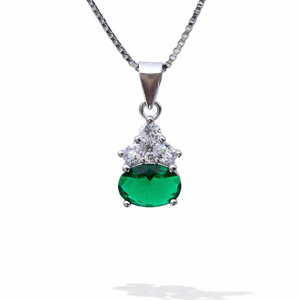 Verdant Spark Drop 925 Sterling Silver Necklace