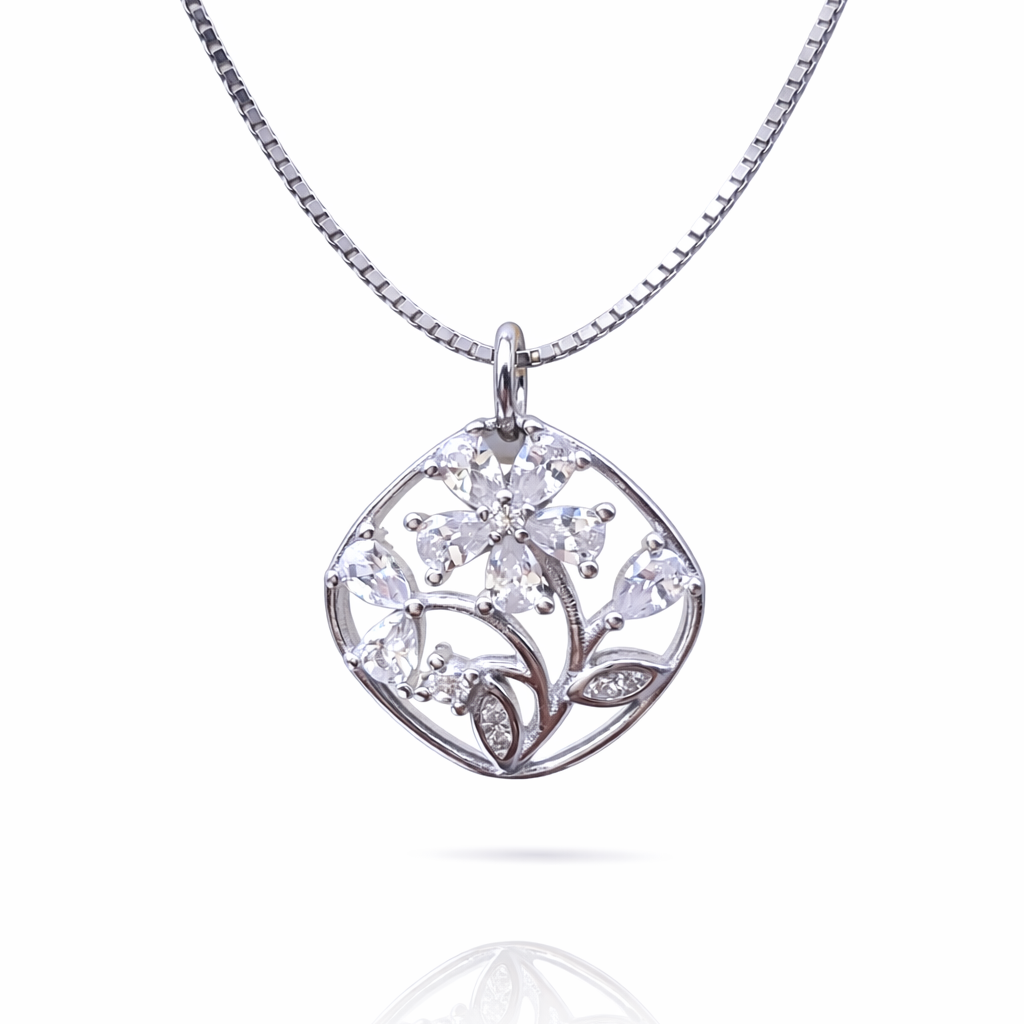 Enchanted Floral 925 Sterling Silver Necklace