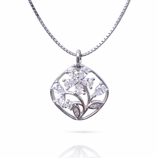 Enchanted Floral 925 Sterling Silver Necklace