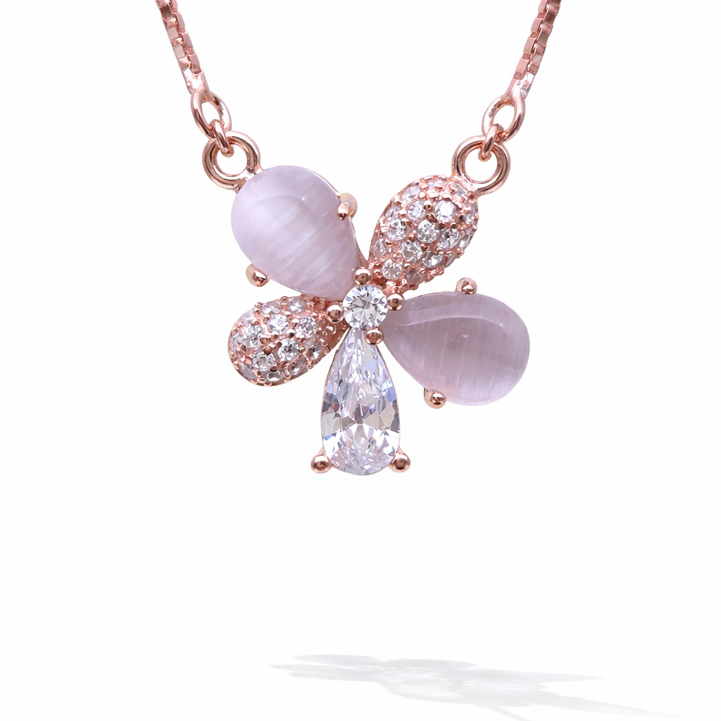 Blush Petal Glow 925 Sterling Silver Necklace