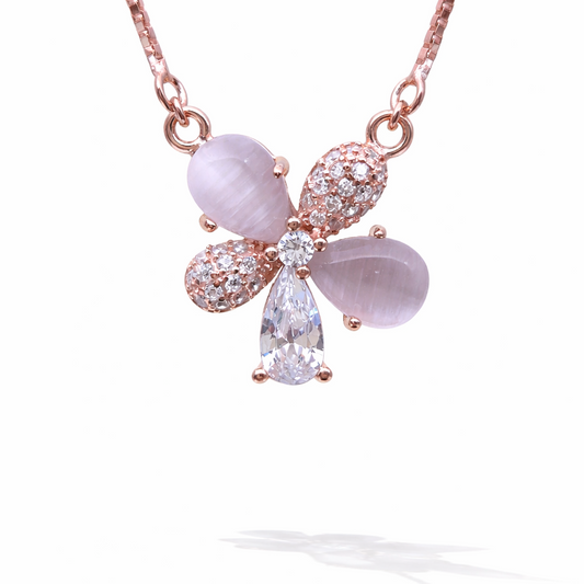 Blush Petal Glow 925 Sterling Silver Necklace