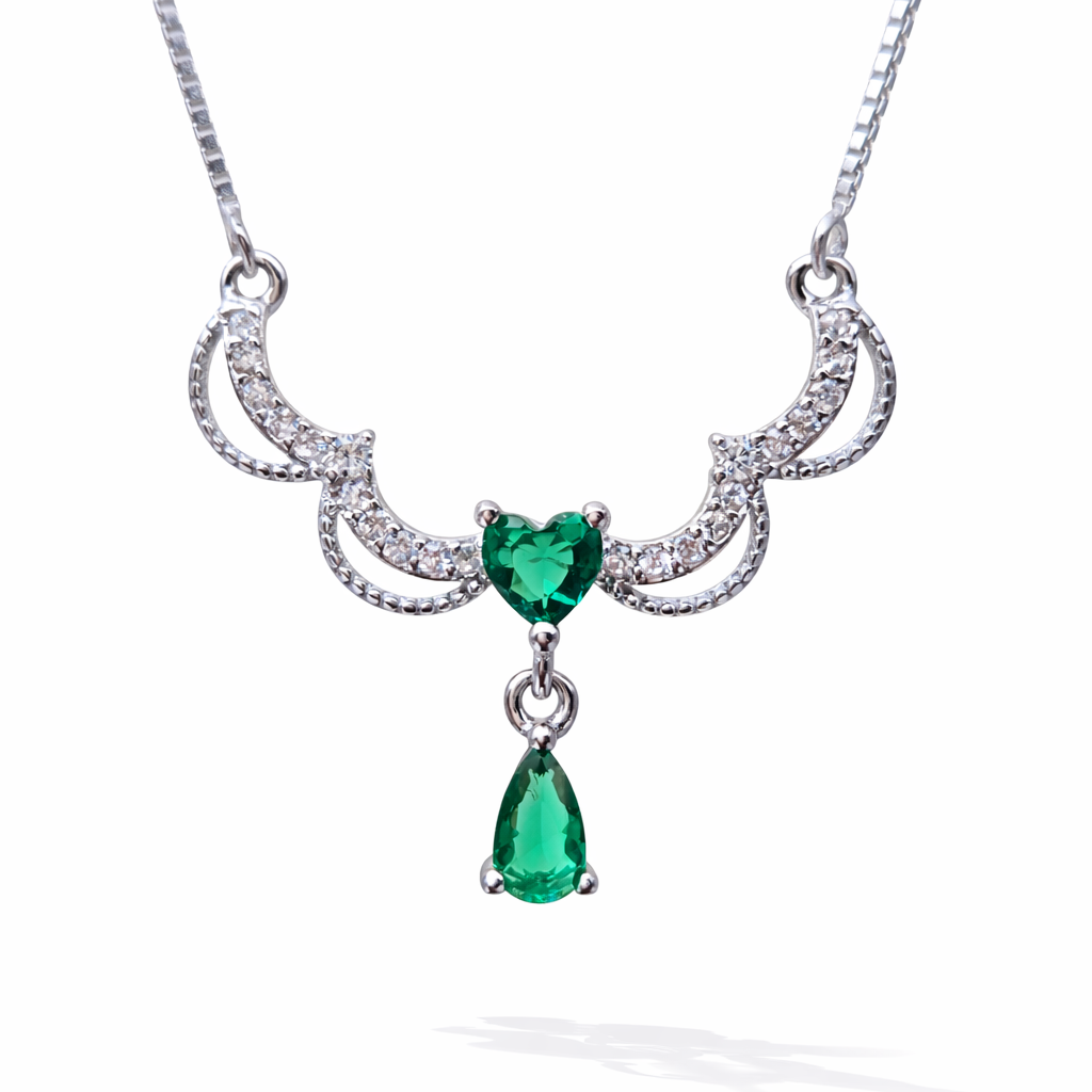 Seraphina Emerald Drop 925 Sterling Silver Necklace