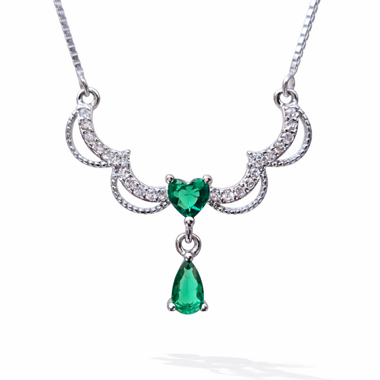 Seraphina Emerald Drop 925 Sterling Silver Necklace