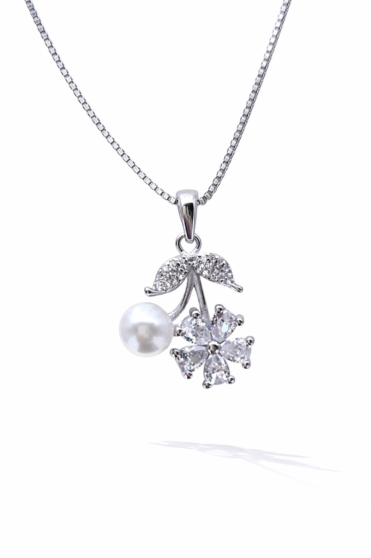 Luna Blossom Drop 925 Sterling Silver Necklace