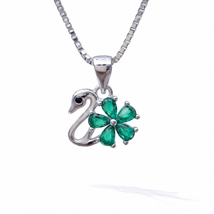 Swan Clover 925 Sterling Silver Necklace