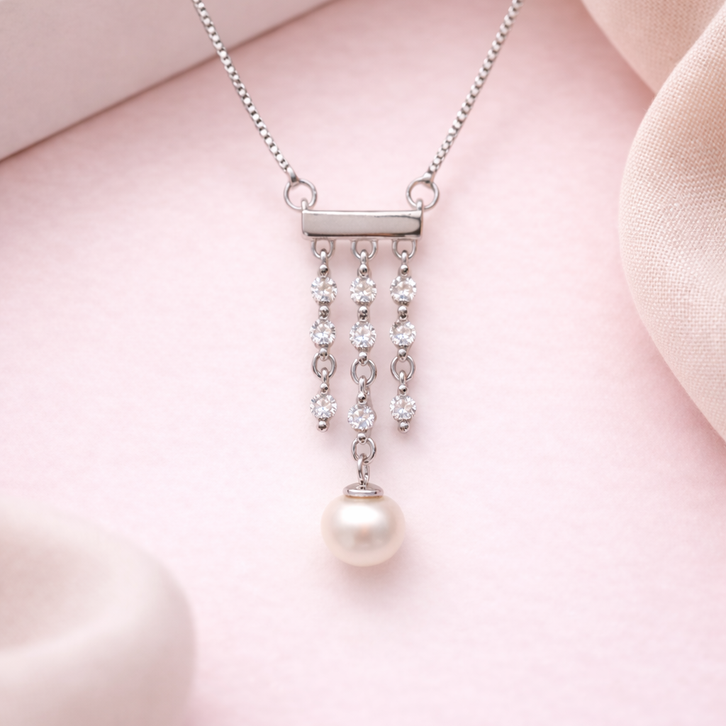 Pearl Cascade 925 Sterling Silver Necklace