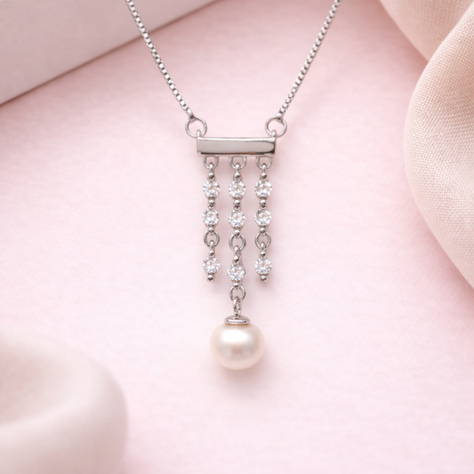 Pearl Cascade 925 Sterling Silver Necklace