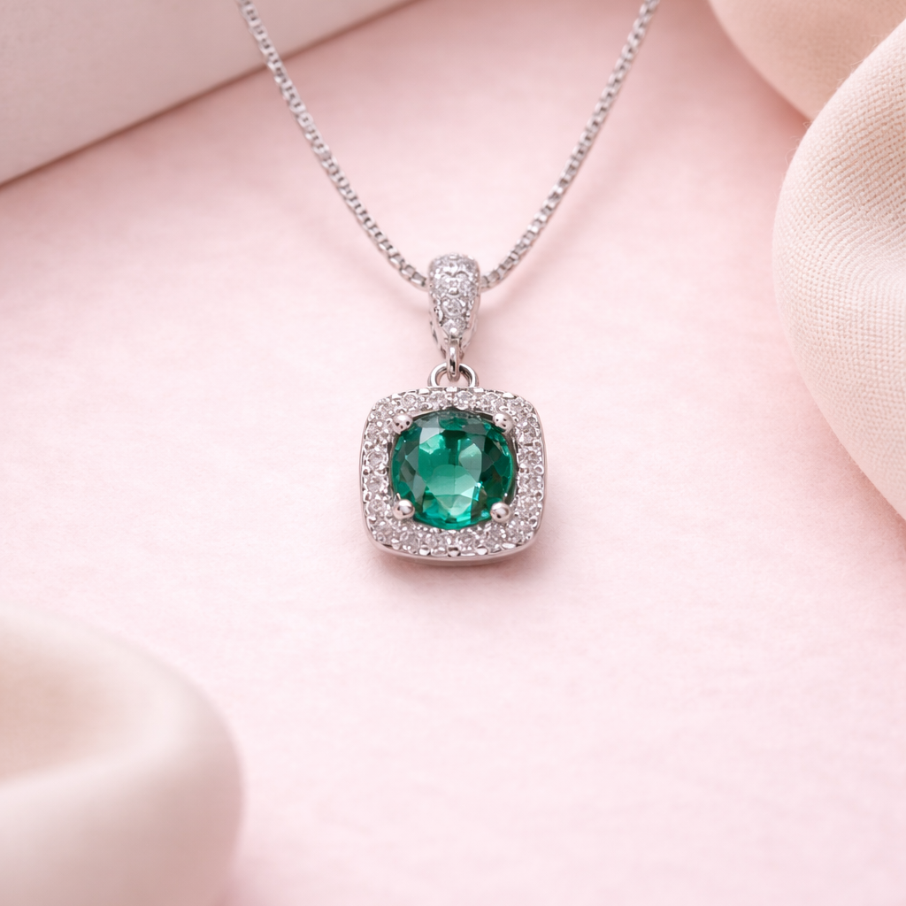 Teal Radiance 925 Sterling Silver Necklace
