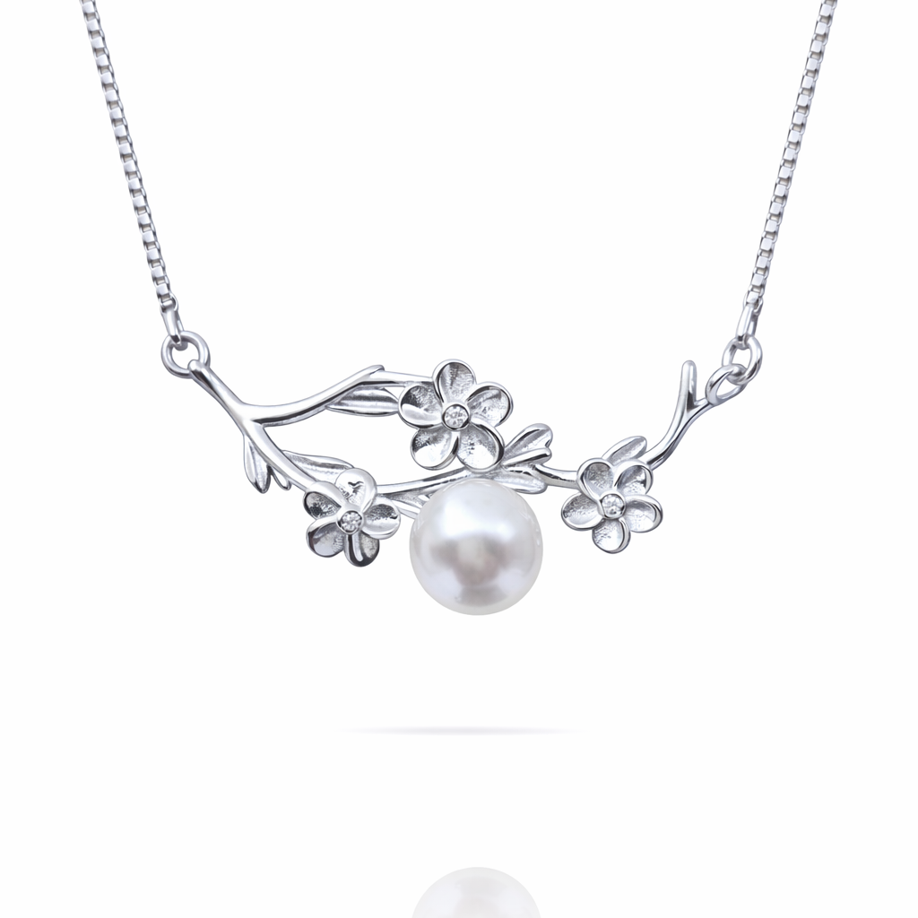Sakura Pearl Vine 925 Sterling Silver Necklcae