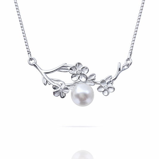 Sakura Pearl Vine 925 Sterling Silver Necklcae