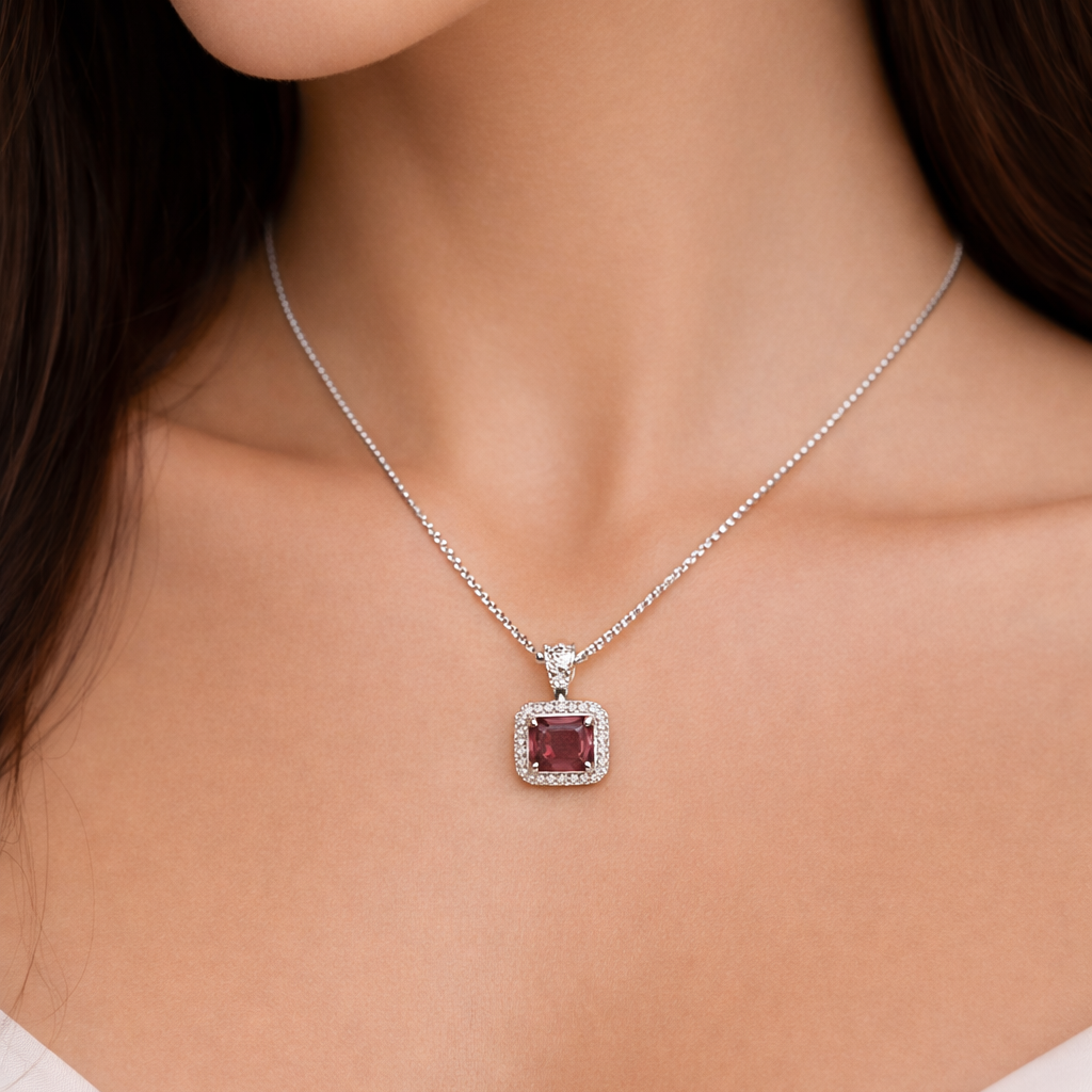 Rosé Halo 925 Sterling Silver Necklace