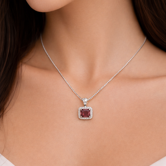 Rosé Halo 925 Sterling Silver Necklace