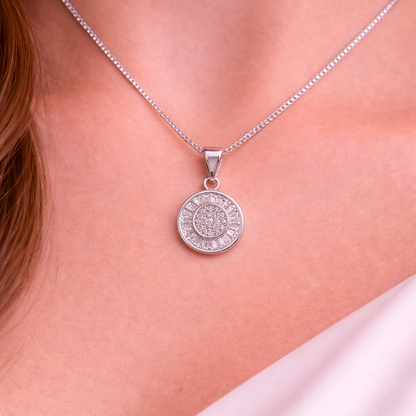 Radiant Disc 925 Sterling Silver Necklace