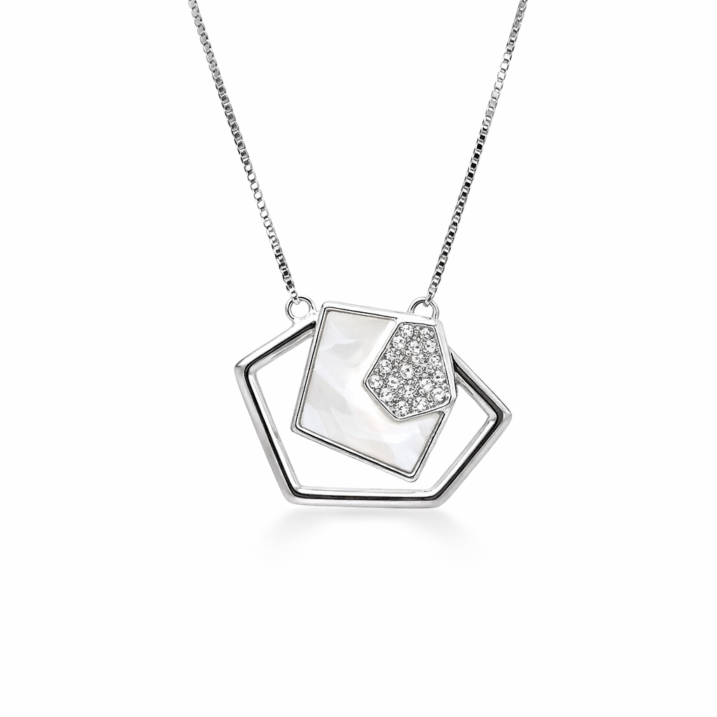 Marble Frame 925 Sterling Silver Necklace