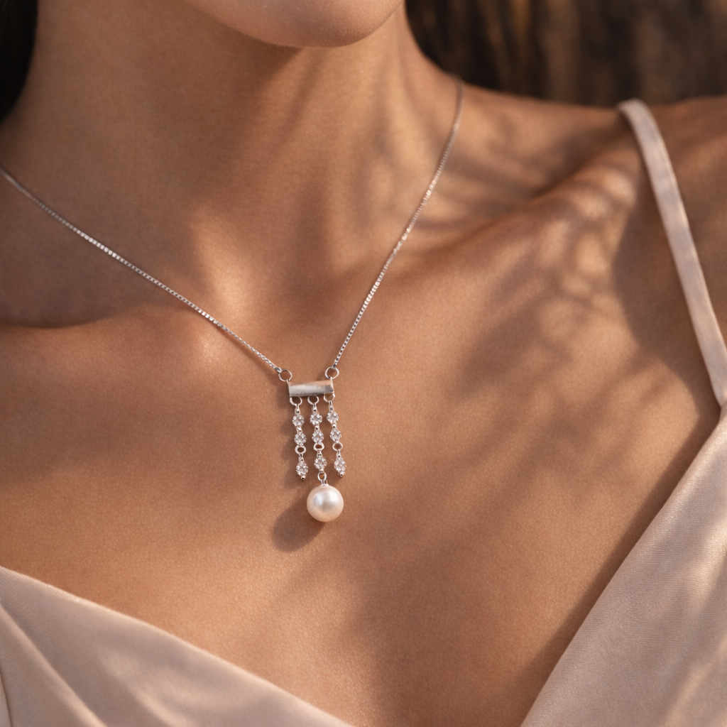 Pearl Cascade 925 Sterling Silver Necklace