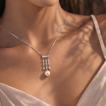 Pearl Cascade 925 Sterling Silver Necklace